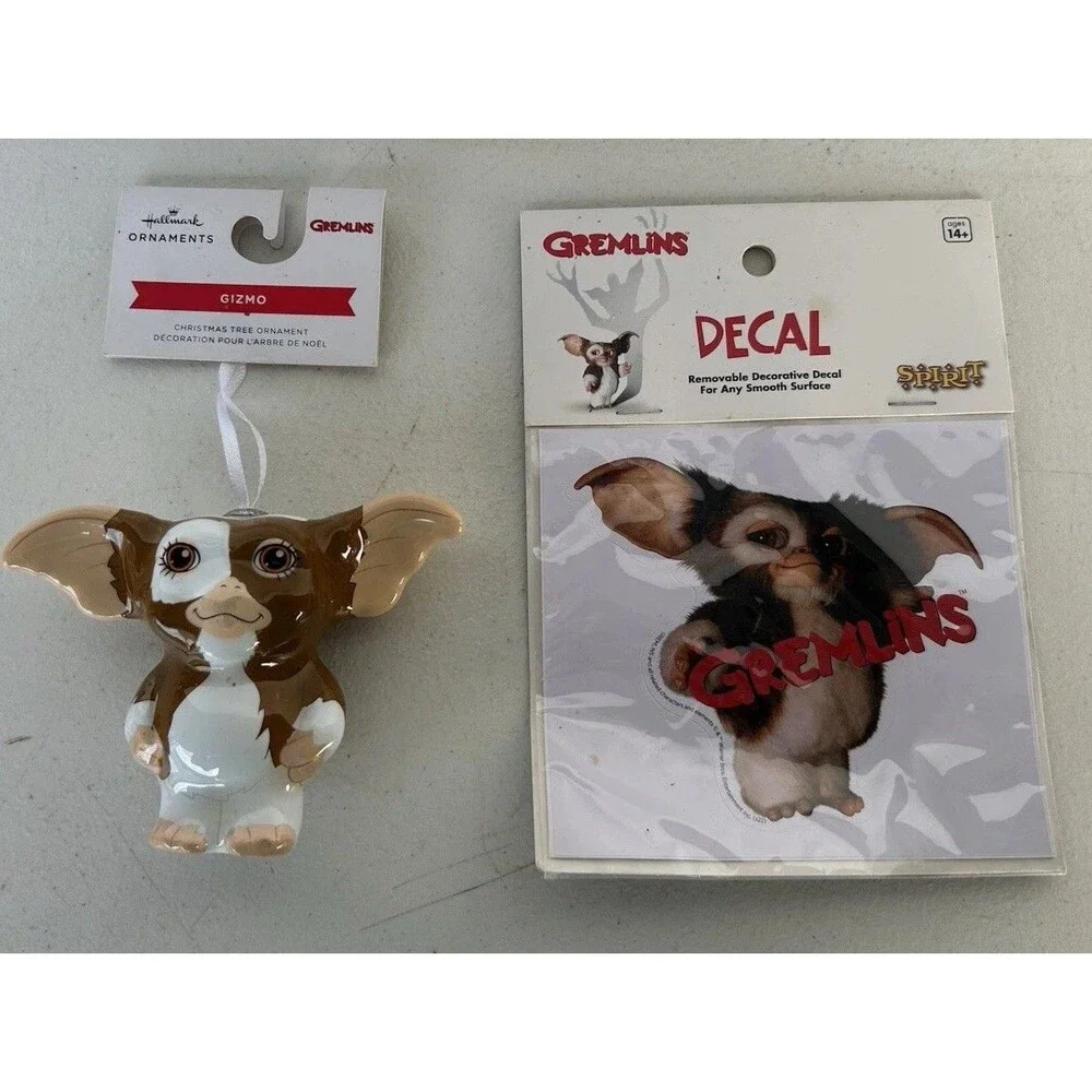 Gremlins Gizmo Hallmark Christmas Ornament + Spirit Removable Decal Lot